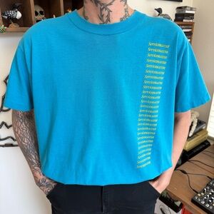Vintage 80s ServiceMaster Sky Blue Single Stitch Graphic Tee USA ~ Size Large